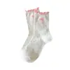 Calcetines de encaje para niños primavera y otoño calcetines de media caña absorbentes de sudor desodorantes lazo ins otoño e invierno versátiles estudiantes calcetines de rizo