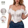 Corsé nuevo hecho a medida de estilo europeo y americano con ribete de encaje, reductor de cintura, faja moldeadora, cinturón reductor de abdomen y tirantes ajustados