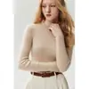 Suéter 100% cashmere puro, nova coleção outono/inverno 2026, blusa de gola alta básica feminina, doce e estilosa, corte justo e que valoriza a silhueta