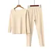 Conjunto Novo de Roupa Íntima Térmica Feminina Outono/Inverno 2026, Conjunto de Pijama Macio e Sem Costura para Outono, Cor Sólida