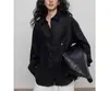 Camisa feminina de linho 100% para outono com bordado, estilo old money, para usar em camadas, relaxada, de alta qualidade, top casual