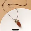 Pingente de Fruta de Planta Estilo Floresta Bolota Corrente Longa Simples para Suéter Colar Trançado Artístico Retrô Nicho Acessório Feminino