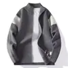 Recomendação popular: Cardigan tricô de marca da moda, cor color block clássica, gola alta, fábrica de suéteres masculinos