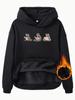 Código Europeo Transfronterizo Otoño e Invierno para Mujer Sudadera Top de Manga Larga con Capucha y Bolsillo Canguro con Forro Polar Estampado de Animales