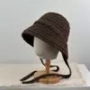 Chapéu de Pescador de Malha Fashion Estilo Coreano Feminino Outono Inverno Novo Quente Proteção para Orelhas Chapéu de Lã Proteção contra Frio Chapéu Bucket Versátil Emagrecimento Facial