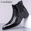 Venda Direta de Fábrica Estilo Comércio Exterior Bico Fino Estampa de Cobra Botas Curtas Masculinas Casuais Versáteis Tamanhos 38 a 48 Transfronteiriço