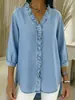 2026 Primavera/Verano Transfronterizo Amazon Europeo y Americano Camisa Casual de Mujer de Mezclilla Sintética con Cuello en V y Volantes