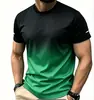 Camiseta de manga corta con cuello redondo y degradado 3D para hombre, nueva moda deportiva de ocio europea y americana, comercio exterior transfronterizo de primavera