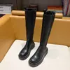Botines Chelsea largos para mujer con suelas gruesas, caña media-alta, botas de montar con aumento interno de altura, forro de felpa, piel genuina, tacón grueso, botas largas