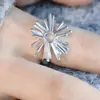 Anel Estrela Vintage Escovado Doce Fresco para Mulheres, Relevo de Textura Irregular Geométrica, Anel Aberto Exquisito, Anel para Dedo Indicador, Moderno