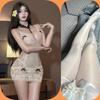Pijama Sexy, Deseo Puro, Camisón de Malla Transparente con Encaje y Tirantes, Lencería Sexy, Talla Grande con Abertura, No Necesitas Quitarte el Uniforme