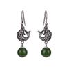 Pendientes de plata de ley Yilu S925 con jaspe Hotan natural y cuentas redondas de carpa koi de buena suerte, diseño clásico con gancho para la oreja