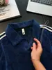 Camisa Polo Klein Azul con Patrón de Escamas de Dragón, Cuello Camisero, para Hombre, Verano, Delgada, Transpirable, Estilo Americano, Hombro Normal, Tres Rayas, Manga Corta