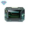 Huagang verde gema diamante mosang corte grandmother retangular chanfro carro plano pedra nua anel anel importado venda direta