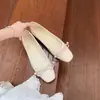 Bailarinas Redondas Exquisitas de Piel Genuina para Niña con Lazo de Perlas, Superficie Suave, Zapatos Planos Clásicos para Mujer
