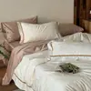 Luxo Leve 100S Alta Contagem de Fios Algodão de Fibra Longa Conjunto de Quatro Peças 100% Algodão Jacquard com Borda Larga Cetim Algodão Puro Para Dormir Sem Roupa Roupa de Cama Para Todas as Estações