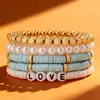 Joyería Europea y Americana Transfronteriza Joyería de Mano Colorido Cerámica Blanda Retro Elegante Colorido Perla Cerámica Blanda Pulsera Pulsera Amor 5 Piezas