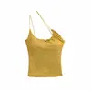 Top de tirante único sexy para mujer, con copas en el pecho, espalda descubierta, corte ajustado, color liso, top de verano