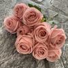 Novo Arranjo de Flores de Casamento Simulado Flor Falsa Flor de Fundo para Palco de Auditório Estrada Chão com 9 Cabeças de Rosa Redonda Fantasia Flores de Seda em Casa