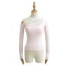 Spice Girls Pure Want Shoulder Slim-fit Camiseta de manga comprida feminina com design de almofada no peito Sense Oblique Collar Sexy Tight Base Shirt Top