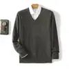 Suéter de lã Suéter masculino com decote em V Outono e inverno Pulôver Gola de coração de frango Suéter casual de base de negócios suéter plus size