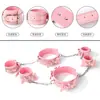 Juguetes sexuales, accesorios SM, conjunto de bondage con lazo de cuero brillante, esposas y tobilleras de restricción, dispositivo de tortura de tres piezas, disponible para entrega