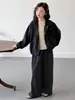Nueva colección de otoño para niñas: Conjunto de cárdigan de punto de estilo coreano, corte relajado, y pantalones de pierna ancha a cuadros, un conjunto informal de dos piezas para niños mayores