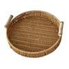 Cesta de almacenamiento tejida a mano para frutas, bocadillos, picnic, pan, bandeja redonda estilo japonés similar al ratán, venta al por mayor