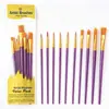 Set de 10 Pinceles de Plástico con Mango y Cerdas de Nylon para Pintura Acuarela, Acrílico y Óleo - Pinceles para Pintura Artística