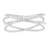 Fuente de fábrica Amazon Más vendido Pulsera elástica de alambre de acero de fila cruzada europea y americana Joyería para mujer con incrustaciones de diamantes