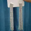 Pendientes de Cadena con Borla y Diamantes Completos con Garras, Moda Europea y Americana Exagerados Pendientes de Borla con Pedrería, Accesorios Únicos para Orejas