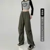 Pantalones de Trabajo Americanos para Mujer Verano Delgados Adelgazantes Pierna Recta Pierna Ancha Petite Cintura Alta Pantalones Deportivos tipo Paracaidista