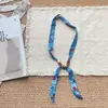 Bufanda Collar de Seda con Estampado de Leopardo y Lunares con Cuentas para Mujer, Cadena de Cuello de Tela Ajustable Estilo Melard, Nuevo para Primavera/Verano 2026