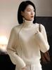 Moda Cuello Alto Estilo Perezoso Cremallera Lateral Tejidos Populares Otoño e Invierno 2024 Nuevo Nicho Elegante Tejidos para el Trabajo para Mujer