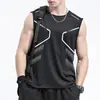 Chaleco de Verano para Hombre Camiseta sin Mangas de Secado Rápido Seda de Hielo Fresca Top Deportivo Suelto para Correr Manga Corta Ropa de Entrenamiento Fitness