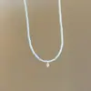 Colar de Pérolas de Painço Francês Zircônia Luxo Leve Feminino Design de Nicho Acessórios de Temperamento Personalizado Corrente de Clavícula Versátil