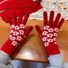 Luvas de tricô vermelhas de cinco dedos para todas as ocasiões, femininas, outono e inverno, estilo coreano, grossas, quentes, para andar de bicicleta, escrever, tela sensível ao toque, luvas de lã