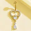 Clavo para ombligo con forma de corazón de circón incrustado en cobre, alas de amor, colgante de gota de agua, aro para ombligo, joyería de perforación transfronteriza Europa y Estados Unidos venta al por mayor