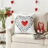 Funda de Almohada Roja Transfronteriza para el Día de San Valentín con Letras y Corazones, Almohada Festiva, Cojín para Cabecera, Cojín para Sofá, Dormitorio, Sala de Estar