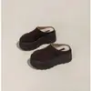 Sandálias Birkenstock com Solado Grosso para Aumentar a Altura, Forro de Lã, Mules Slip-On Fechados na Ponta para Mulheres, Novo Estilo Outono/Inverno 2025