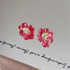 Brincos de Tarraxa Camélia com Diamante Incrustado Vintage Moda Simples com Design Único Novo Modelo 2025
