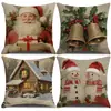 Capas de almofada de Natal outono e inverno transfronteiriças, capas de almofada de sofá, almofadas decorativas de linho estampadas, atmosfera de Natal no atacado