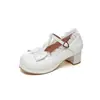 Sapatos Cosplay de Maid Femboy Sapatos Lolita Mary Jane Sapatos JK Princess de salto único Fivela de laço Sapatos femininos Plus size