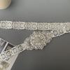 Vestido de Novia Largo con Cinturón Metálico Cadena de Flores Caucásicas en la Cintura Cadena de Cintura de Joyería Retro Oro y Plata
