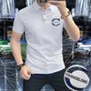 Logo Personalizado2025 Nuevo Verano Hombres Solapa Transpirable Manga Corta Gama Alta Diamante Caliente Camisa Polo Media Manga Negocios Moderno