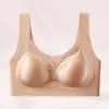 Sujetador Inalámbrico Push-Up de Encaje Satinado Estilo Francés para Mujer, Lencería de Tirantes Anchos Estilo Tanque Anticaída