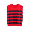 2025 Nuevo Otoño Estilo Coreano Simple Sin Mangas Cuello Redondo Botón Lateral Decorado Chaleco de Punto Superior 2893078