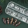 Set de 12 lentejuelas metálicas para decoración de uñas de copo de nieve blanco, escamas de copo de nieve huecas, decoraciones DIY para uñas de Navidad y invierno