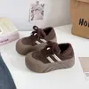 Zapatos de Entrenamiento de Pan con Plataforma de Terciopelo Estilo Coreano de Suela Gruesa para Mujer 2025 Otoño e Invierno Nuevas Zapatillas Casuales que Aumentan la Altura Xy-A366