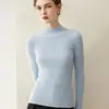 Suéter 100% cachemir puro para mujer, cuello semi alto, corte ajustado, suave y acogedor, base de punto, suéter liso otoño e invierno 2026